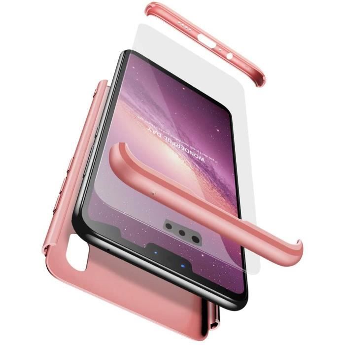 Coque Huawei Y9 2018 avec Protection Écran Verre Trempé Antichoc PC Anti Empreintes digitales 360 Degrés Anti Rayure 3 en 1 ÉNJ
