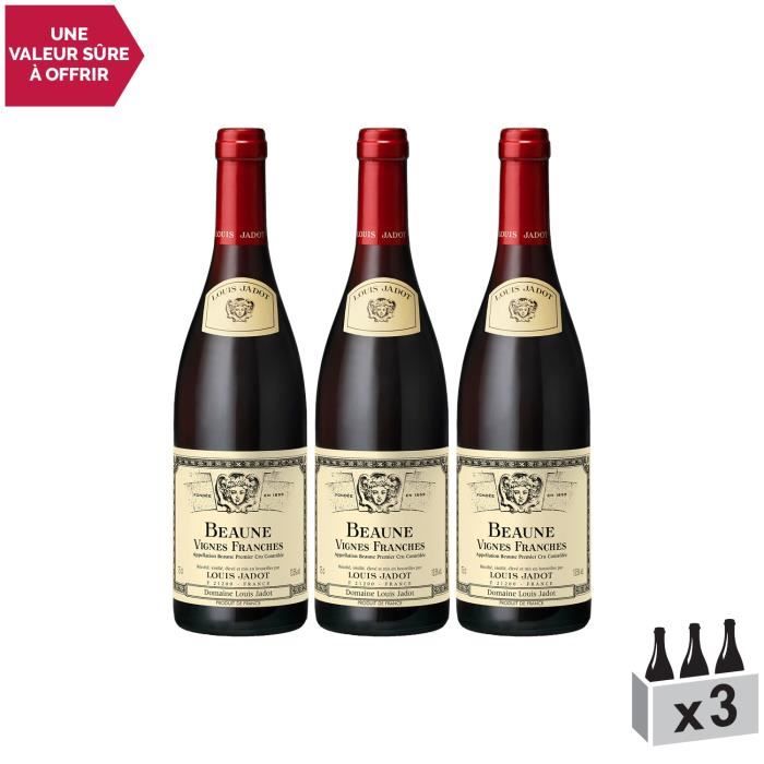 Beaune 1er Cru Les Vignes Franches Rouge 2015 - Lot de 3x75cl - Louis Jadot - Vin AOC Rouge de Bourgogne - Cépage Pinot Noir