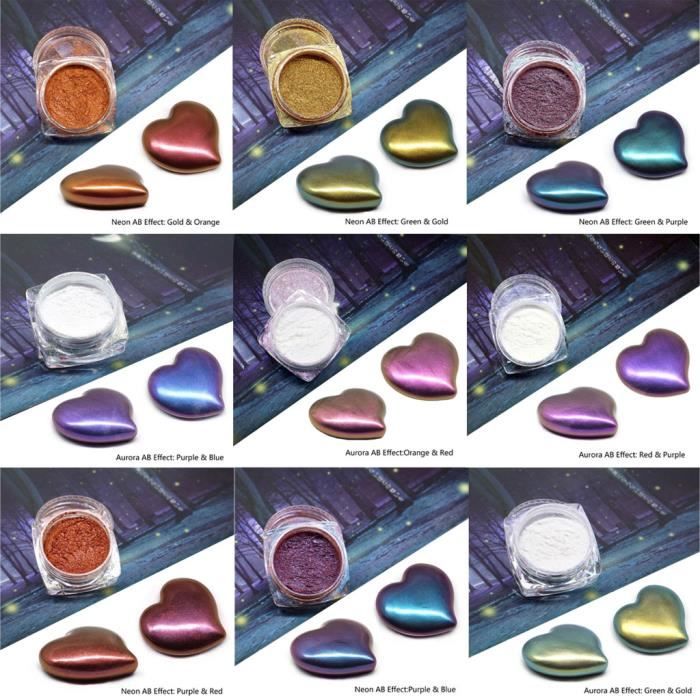 9 couleurs résine caméléon pigment arc-en-ciel perle poudre résine époxy colorant colorant