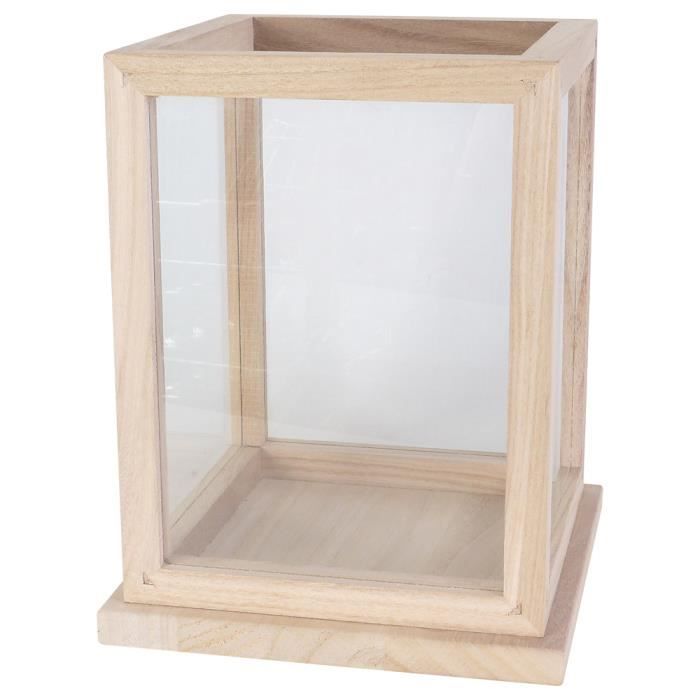 Photophore cube en bois (22x22xH.28cm)