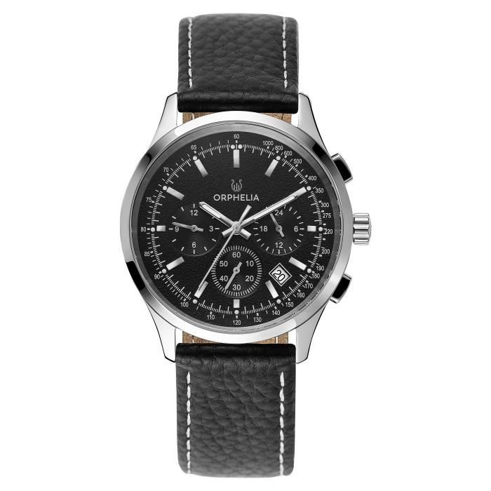 ORPHELIA - Montre Hommes - Quartz - Multi-Cadrans - Bracelet en Cuir - Noir - OR81701