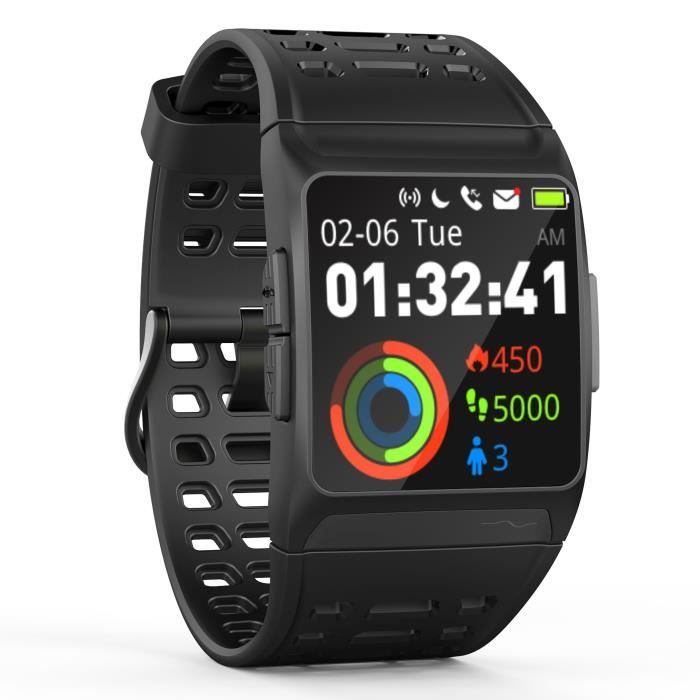 WEE'PLUG Explorer III Montre connectée GPS cardio - Multisports - Waterproof IP68 - Noir/Gris