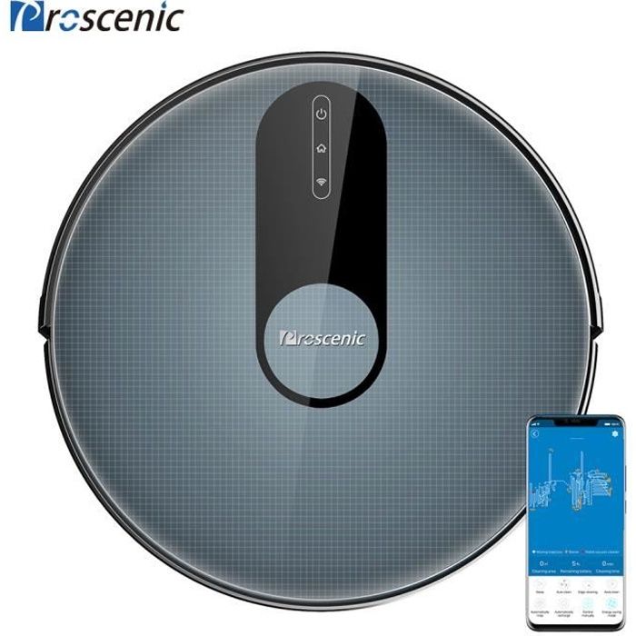 Proscneic aspirateur robot 820T,connecté Alexa,contrôlé par APP et télécommande,1200Pa-Technologie IPNAS-Bleu