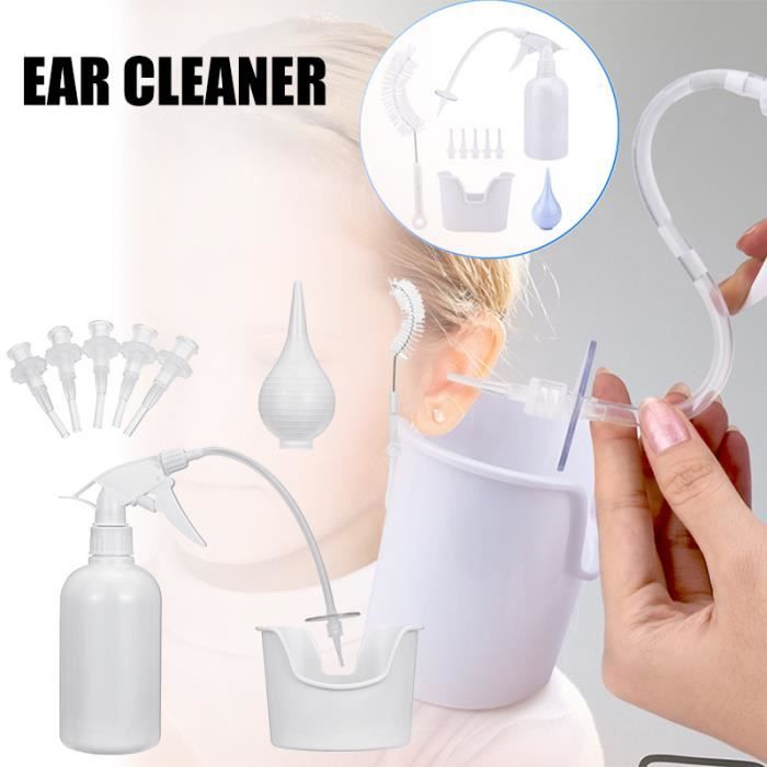 Kit d'outils de retrait de cire d'oreille 500ml Système de bouteille de rondelle d'irrigation d'oreille Ensemble de nettoyage d'orei
