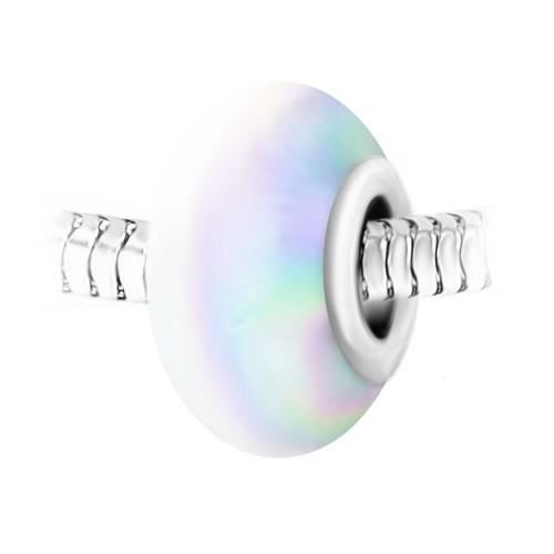 Charm perle verre nacré blanc et acier par So Charm 13 mm Blanc