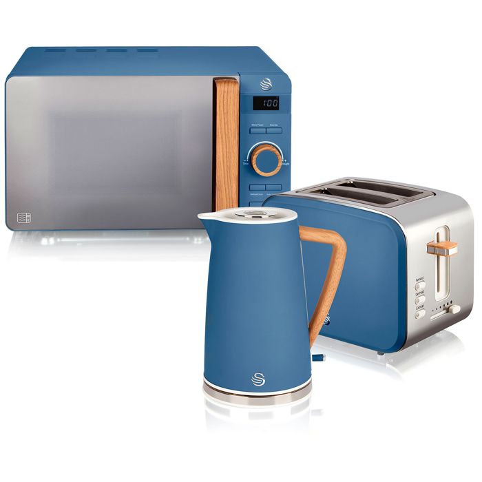 Set petit-déjeuner bouilloire grille-pain micro-ondes 20L Nordic Bleu SWAN STRP1060 Azul 49404