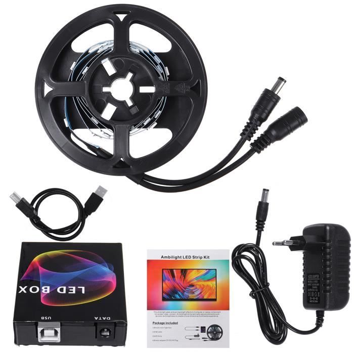 TEMPSA TV Ruban LED 1m 30LEDs USB Bande HDTV-PC Monitor avec Télécommande LED Box