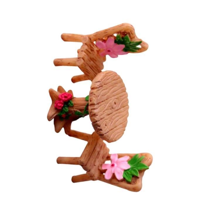 1 ensemble de chaise de table de tabouret de résine simulée décors de paysage miniatures ENSEMBLE TABLE CHAISE DE JARDIN