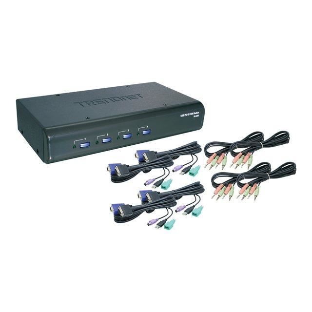 TRENDNET Boîtier de commutation KVM TK-423K - 4 Ordinateur(s) - 2048 x 1536 - 2 x Port PS / 2 - 6 x USB