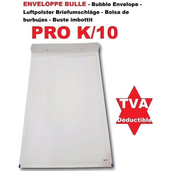 20 Enveloppes a Bulles blanche PRO k-10 350 x 470 mm (dimension pochette intérieure) type k10 enveloppe matelassé blanc 350 x 470 +