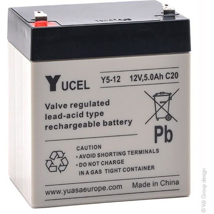 Batterie plomb AGM Y5-12 12V 5Ah YUCEL - Unité(s)