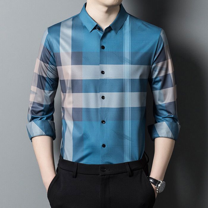 Chemise Homme Manches Longues CAFE COTON Paris - Carreaux Marron Taille 15.75 (40) - Coton 100%