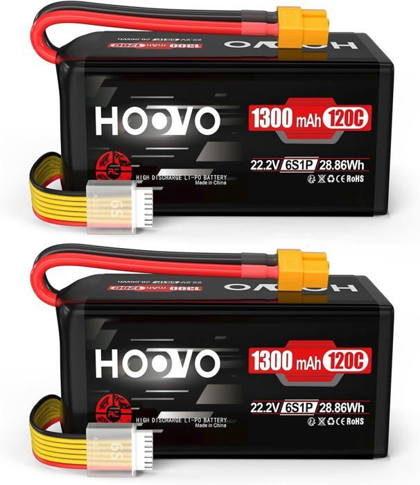 2 Batteries LiPo OVONIC 4S 2200mAh 35C 14.8V - Connecteur XT60 - Pour Voiture/avion/hélicoptère RC