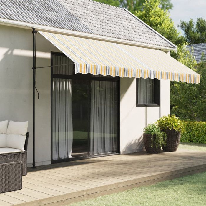 Tissu de remplacement pour auvent rayures multicolores 4x3 m