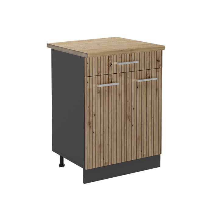 Meuble cuisine R-Line 60cm PT Chêne Chêne Artisan/Anthracite Vicco 49076