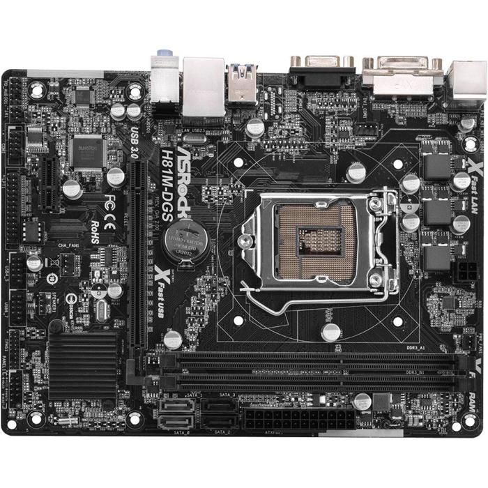 Carte mère ASRock H81M-DGS R2.0 Intel H81 LGA 1150 2xDDR3 16GB Micro ATX - Asrock