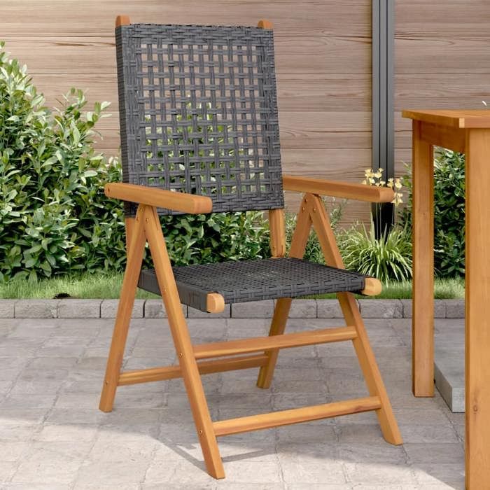 vidaXL Chaises de jardin lot de 2 bois massif d'acacia et rotin siège de jardin siège d'extérieur chaise pliable 367651