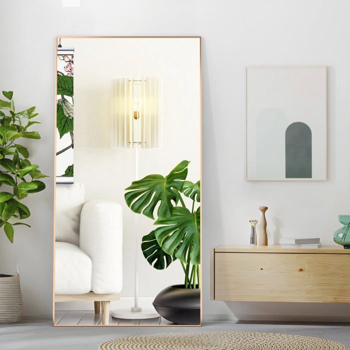 CASSILANDO Miroir pleine longueur 180 × 80cm, grand miroir sur pied, chambre à coucher, dressing et miroir mural à cadre fin