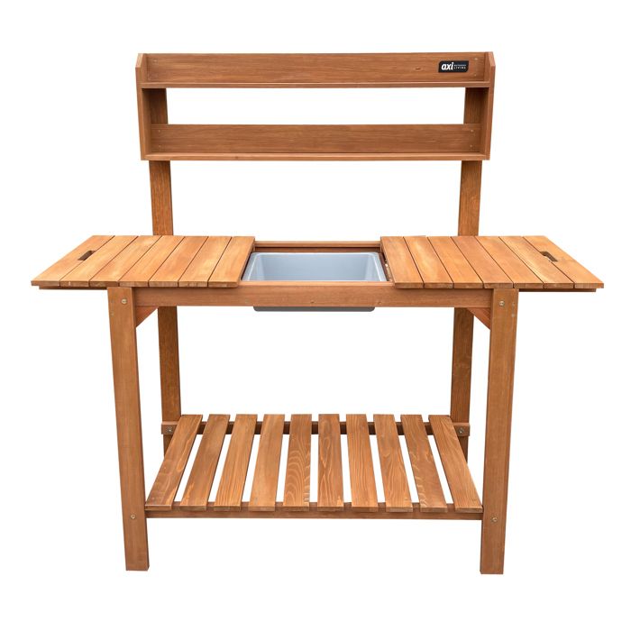 AXI Table de rempotage avec plan de travail coulissant marron Table de jardinage FSC 100 % bois de pruche - Espace de rangement