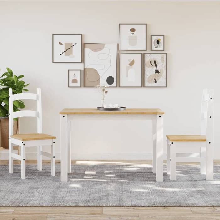 Chaises de cuisine - GKO - lot de 2 - blanc 40x46x99 cm bois massif de pin - Style classique intemporel @510