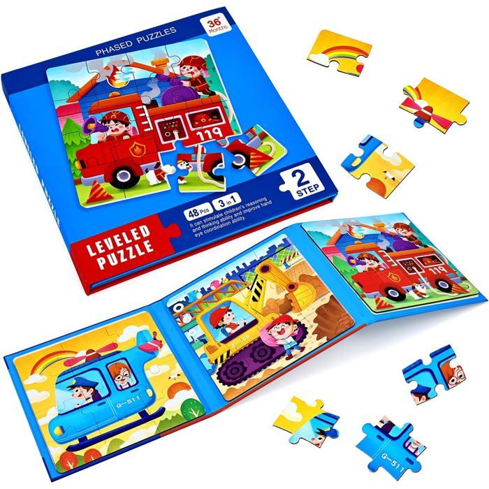 Molyqiu® Puzzles en Bois Magnétique 150 Pièces Tableau Double Face Aimanté Planche à Dessin