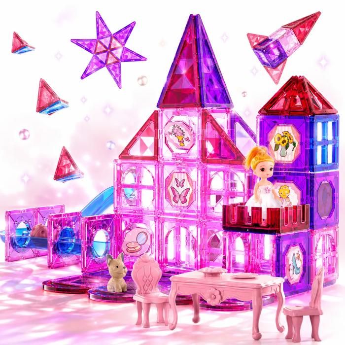 Tuiles magnétiques - KUKUFUN - Jeux de construction - 111 pièces - ABS bords polis - Aimants forts