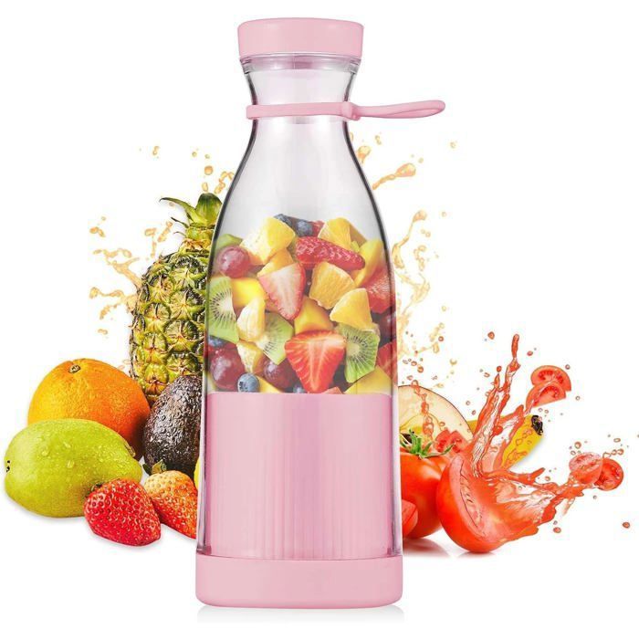 Extracteur de jus - Mini mixeur électrique - Rechargeable USB - Portable - Rose - Iguohao