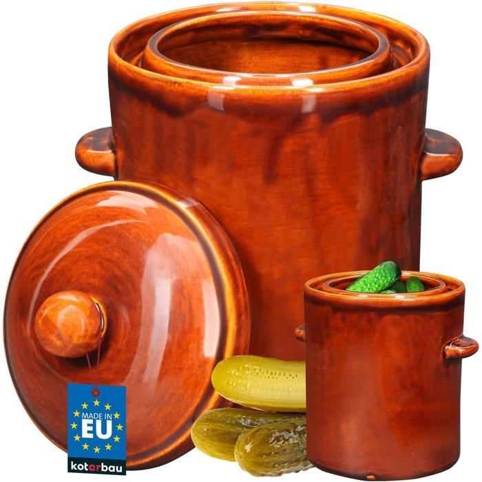 Pot à Choucroute En Grès 5L - Pot De Fermentation Traditionnel Pour Choucroute