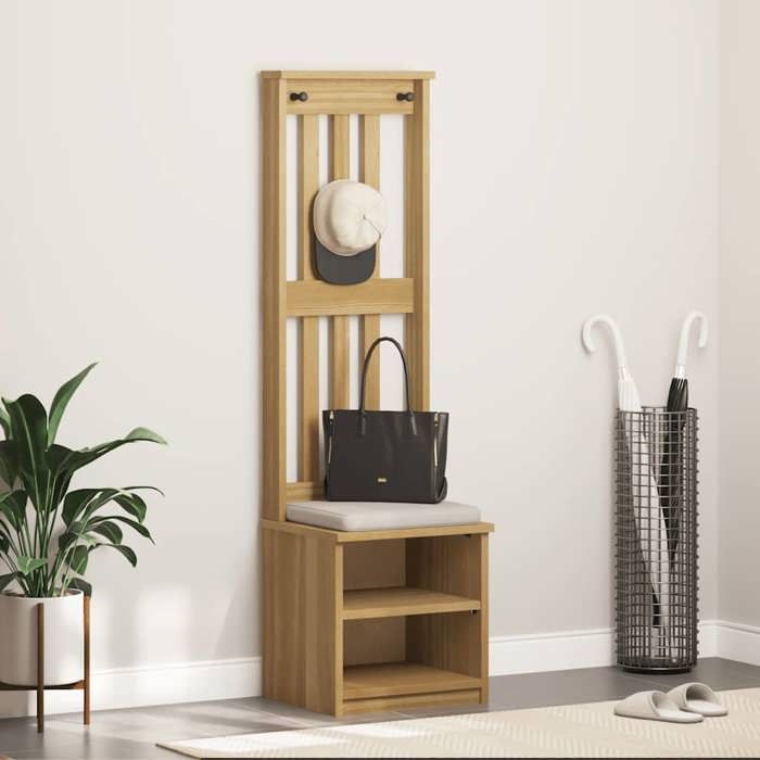 Portemanteau en bois massif - vidaxl - SANDENS - 45x40x159 5 cm - Bois de pin massif - 2 étagères ouvertes