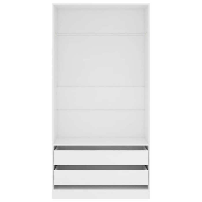 Blanc Garde-robe JILLS Armoire penderie Pour chambre Blanc 100x50x200 cm Bois dingénierie LV1543