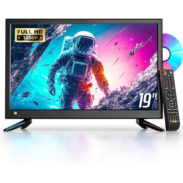Télévision Desobry 19 Pouces avec Lecteur DVD Intégré Mini TV 1080P pour Camping Car