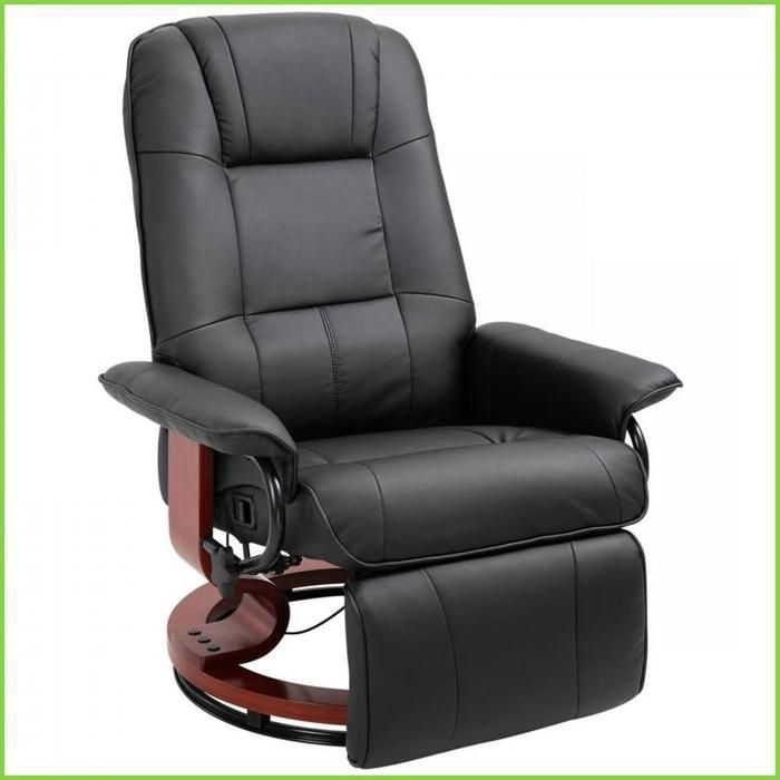 Fauteuil Relax Inclinable TV - HOMCOM - Pivotant 360° Repose-Pieds Simili-Cuir - Noir