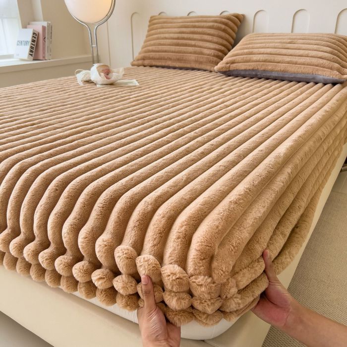 Drap Housse en Flanelle Velours Épais 150x200cm +26cm Ultra Doux et Luxueux Antidérapant Protège-Matelas Confort Hiver Kaki