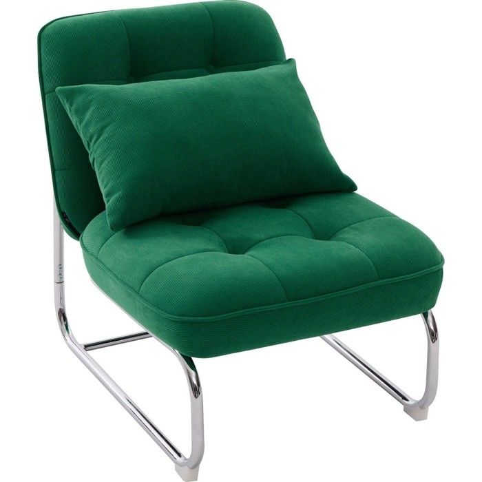 Fauteuil en velours côtelé vert électrique piètement chromé - Marvin