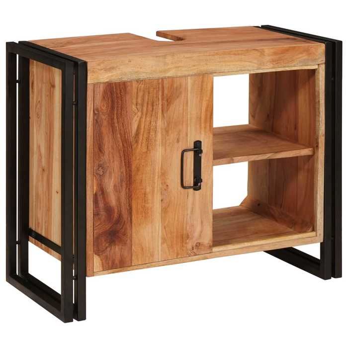 BEAU®Marron Cabinet/Meuble sous évier - ZENCORE - avec stockage - Contemporain - Marron 71x33x58cm Bois dAcacia Massif 7771361