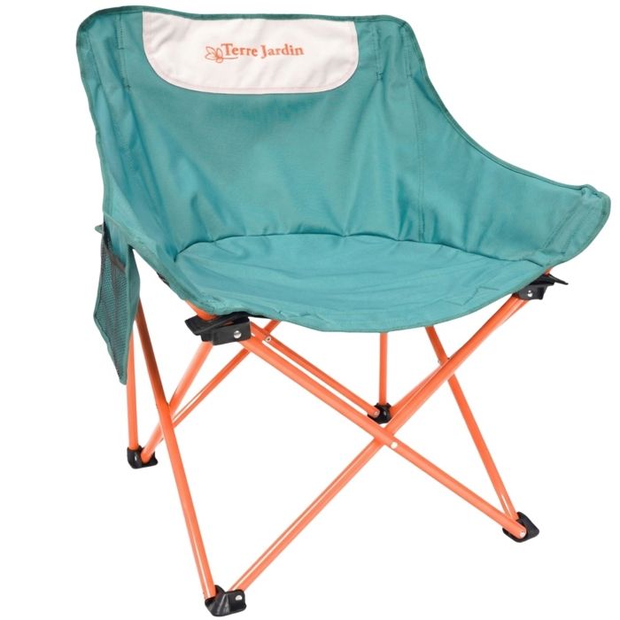 Chaise de camping pliante oxford 600D TERRE JARDIN Camphoria verte - Structure acier - Charge 137 kg - Pliage compact