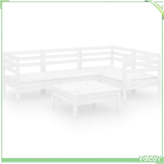 Salon de jardin - FAFEICY - 3082693 - Bois de pin massif - Modulaire - Blanc mat