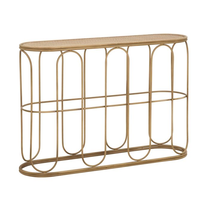 Console Samui en fer et rotin naturel — 110x32x77 cm - Réf. VK8681847486688
