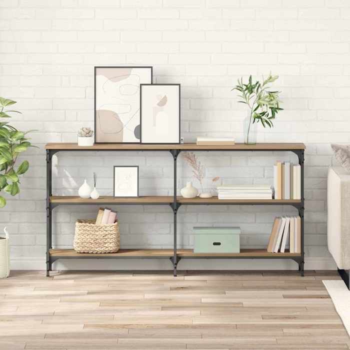 Table console - vidaXL - Capacité totale 50 kg - console dentrée - Chêne artisanal - 150 x 29 x 75 cm eit87g8477