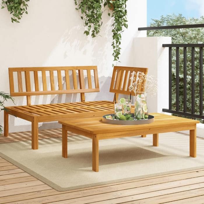 Salon de jardin palette - COCO - bois dacacia massif - 133 x 92 x 69 cm - 2 pcs - modulable 969352