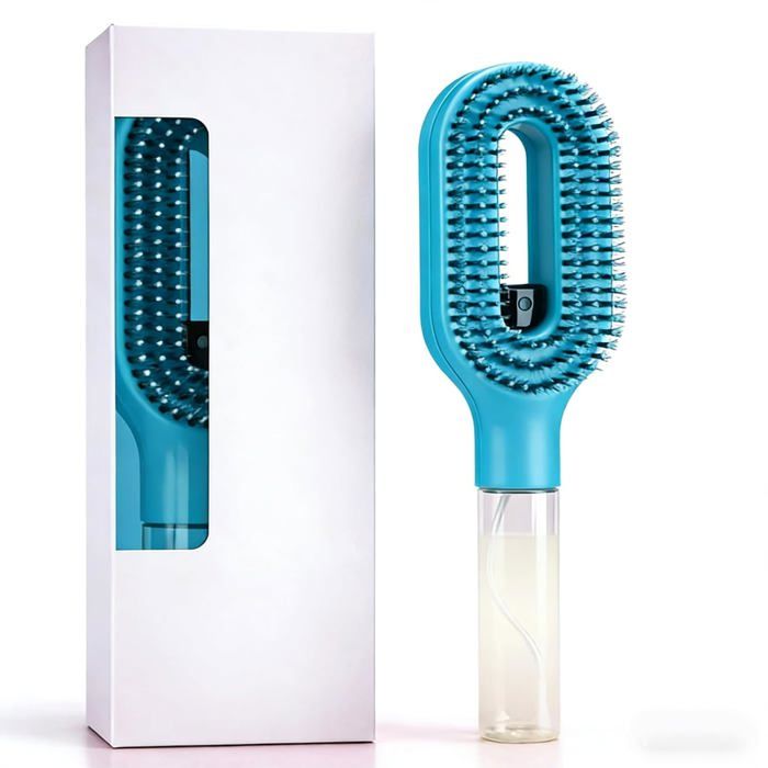 Brosse À Cheveux Avec Spray 2 En 1 Anti Nœuds Et Anti Frisottis Pour Cheveux Mouillés Et Secs Bleu Clair