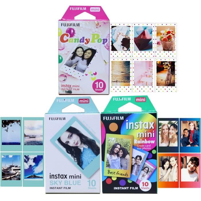 30 feuilles B Fujifilm 10 100 feuilles de papier photo blanc Instax mini 11 12 8 9 40 exhaus 3 pouces pour
