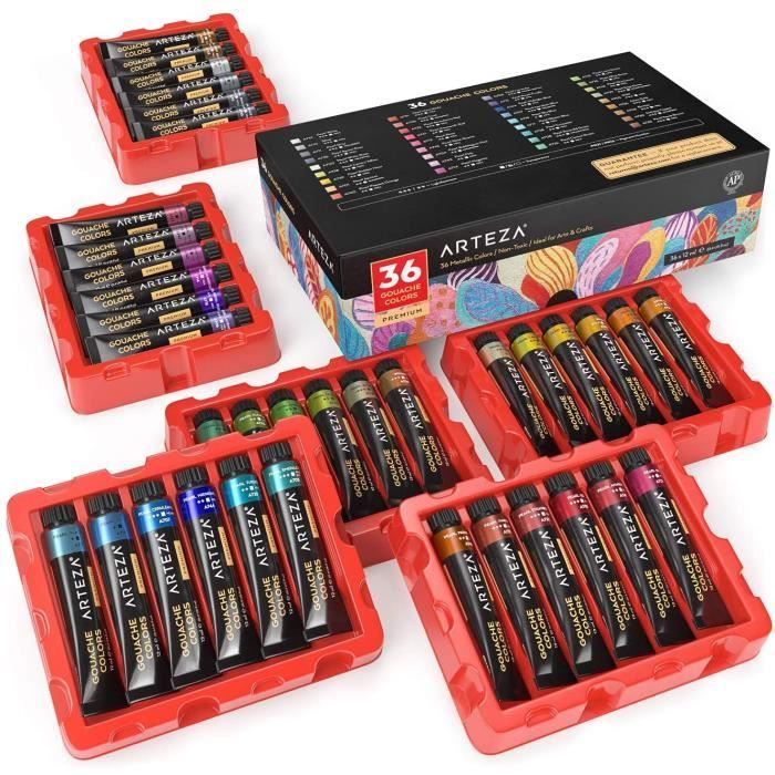 Little Brian Bâtons De Peinture Métallisés – Lot De 12 – Couleurs Brillantes – Peinture Solide Sans Eau – Pour Papier, Bois, Verre