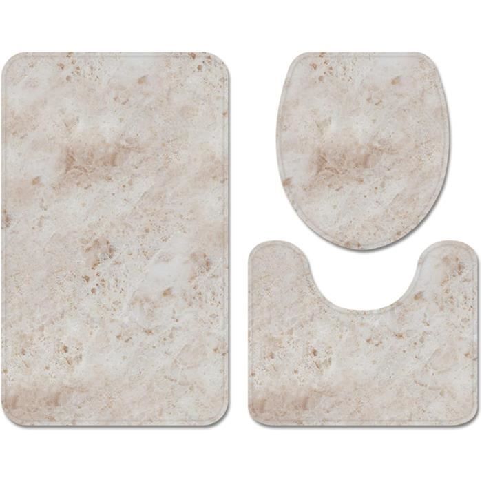 Tapis De Bain 3 Pièces Antidérapant - Motif Dauphins Dans L'Océan - Housse De Siège, Tapis De Toilette Et Tapis De Sol - Velours Doux Et Lavable