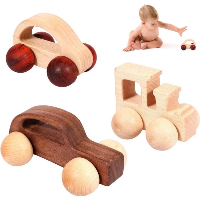 3pcs Toys en Bois Voitures pour bebes 6 a 18 Mois bebe Tenant Une Voiture en Bois Jouet bebe maches Jouets Montessori Cdiscount Jeux Jouets