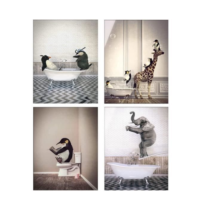 Déco Murale Salle De Bain - Art Drôle Vache Highland Dans Baignoire - Noir Et Blanc 8x10 Pouces