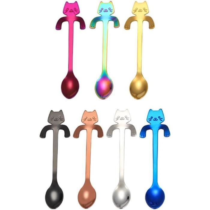 Cuillères à Café Suspendues En Inox - Lot De 5, Courbées Pour Accrocher Au Bord De La Tasse