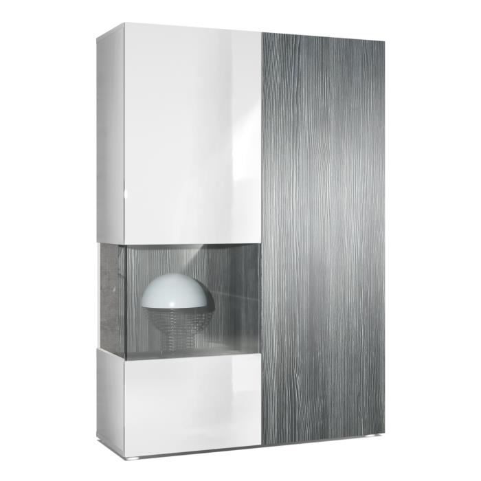 Vladon Vitrine Morena Corps en Blanc mat- insert en Avola-Anthracite Vladon Vitrine Morena Corps en Blanc mat- insert en Avola-Anthracite