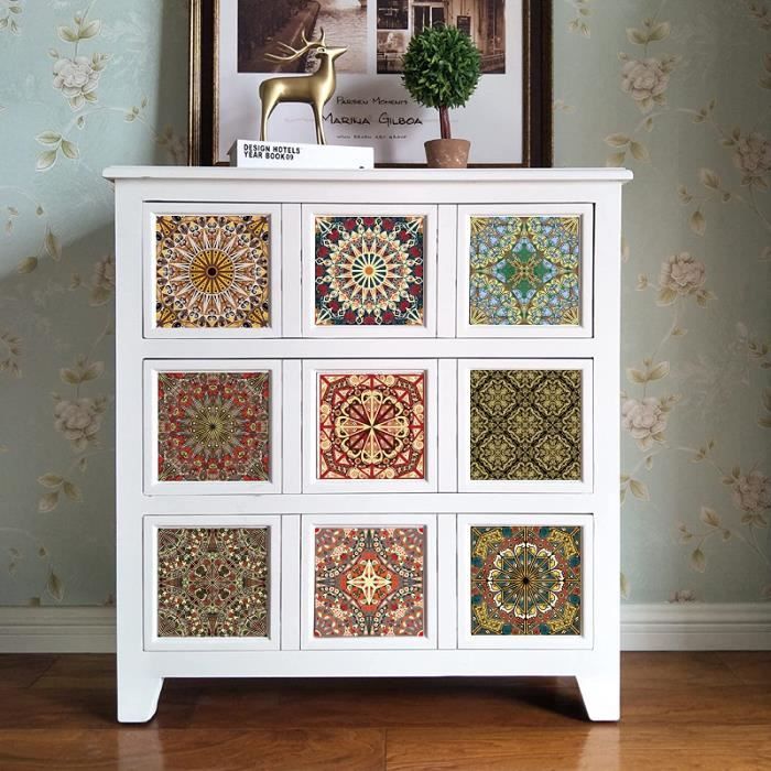 Stickers Cuisines Motif Vintage Marron Autocollant Anti Huile Cuisine