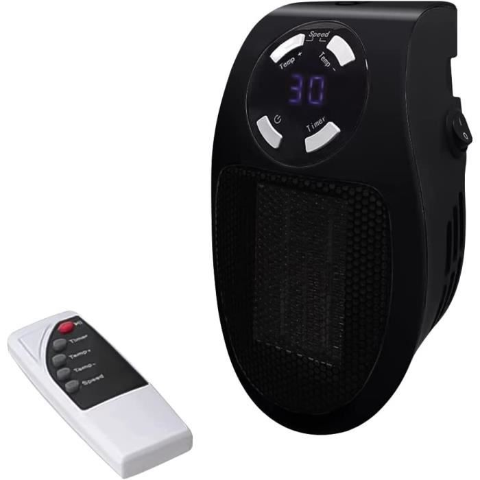Chauffage Mural Céramique 600W Avec Télécommande - Thermostat 15-32°C, Minuterie 1-12h, Silencieux, Pour Salle De Bain, Chambre - Blanc - 8